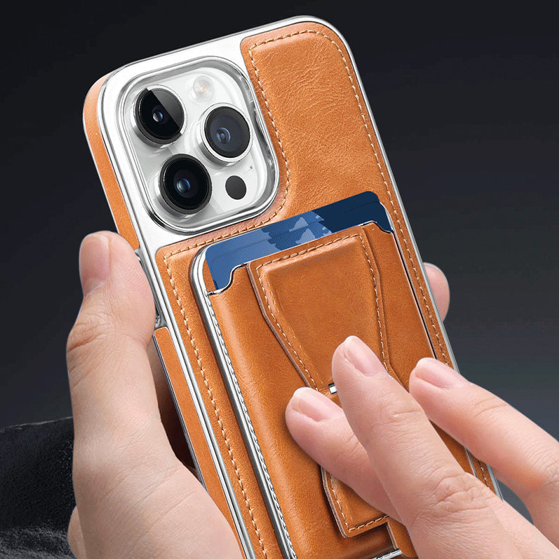 🔥Essential For Business📱Luxury leather iPhone case with removable magnetic tape