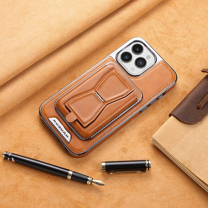🔥Essential For Business📱Luxury leather iPhone case with removable magnetic tape