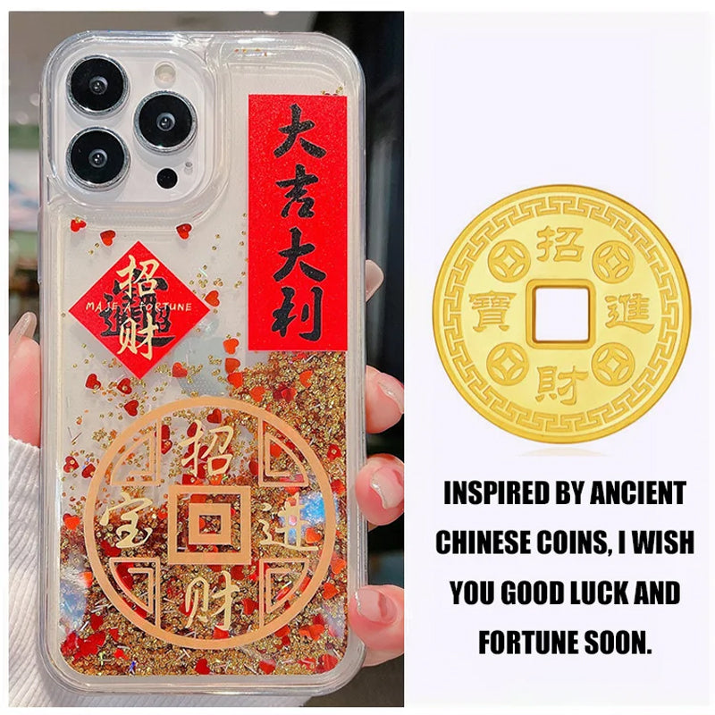 Year of the Snake Lucky Quicksand Glitter Mobile Phone Case (Applicable to iPhone Series)