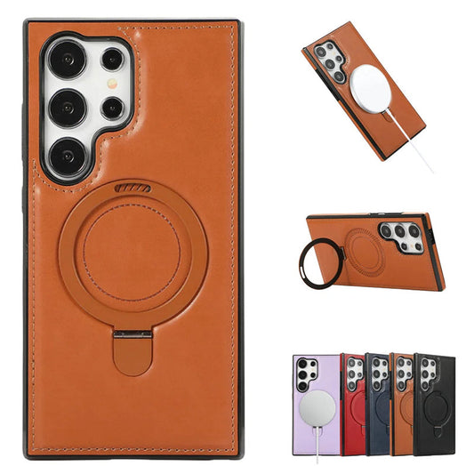 Artificial Leather Phone Case with Magnetic Folding Stand for Samsung（Series S22-25）