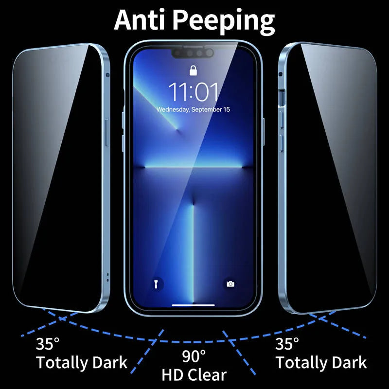 Anti-peeping Magnetic Tempered Glass Double-sided Phone Case（Series iPhone11-16）
