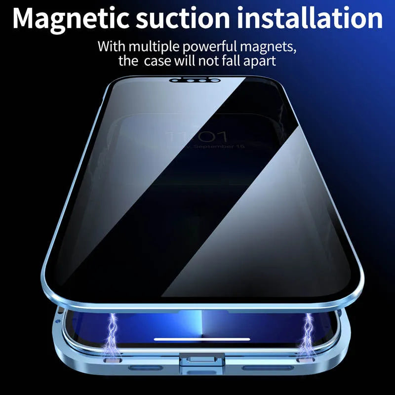 Anti-peeping Magnetic Tempered Glass Double-sided Phone Case（Series iPhone11-16）